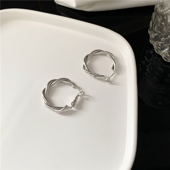 Twisted Braid Wire Metal Earrings - Picture 9 of 16